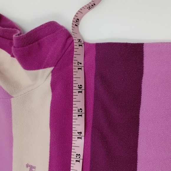 Old Navy size large graphic stripes pinks and purple athletic prep polo top - Picture 5 of 12